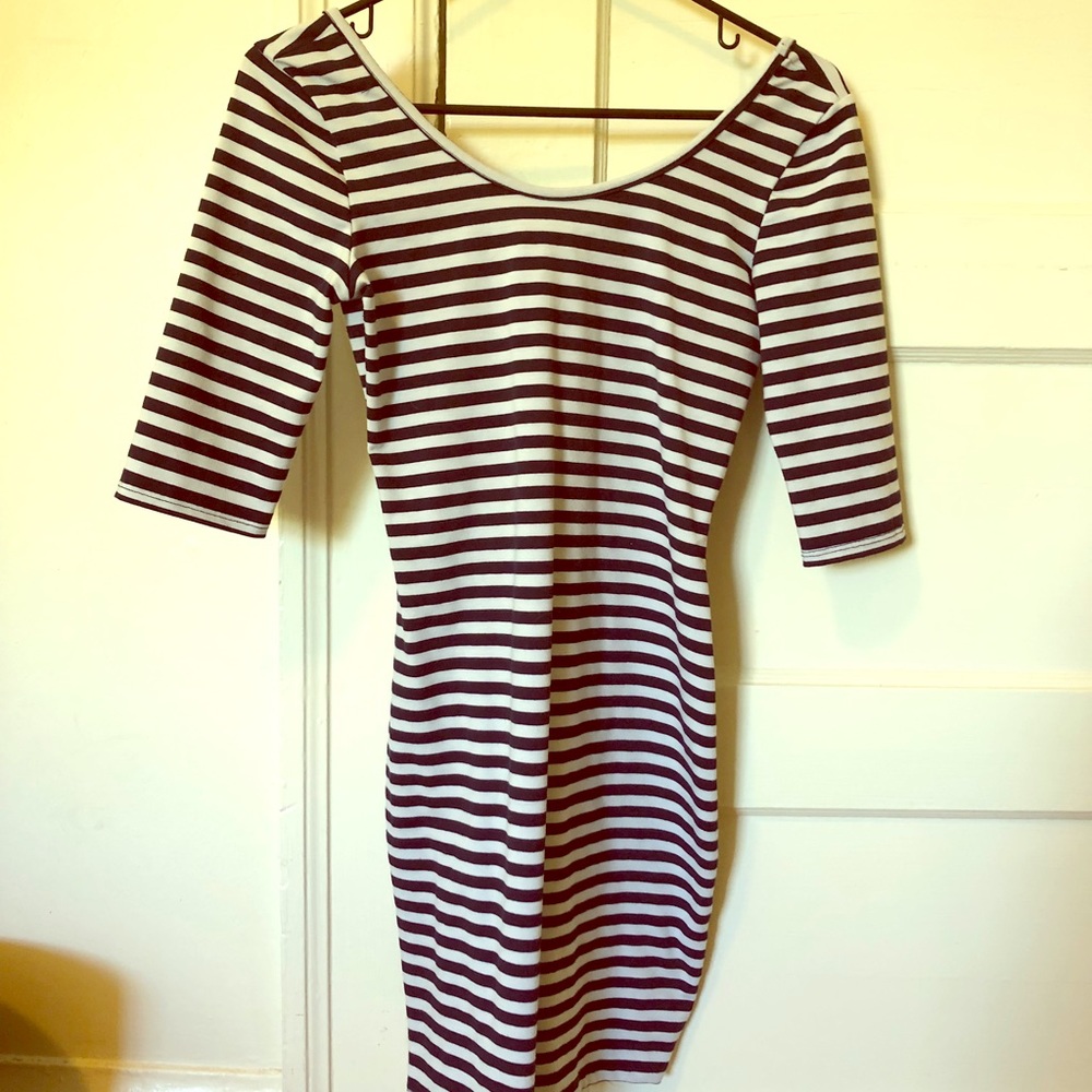 Tobi striped bodycon dress small in navy and white
